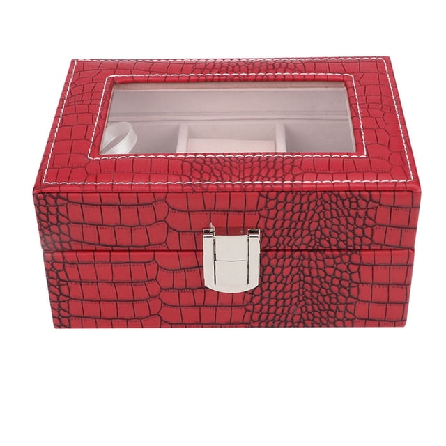Organizador portátil de gran capacidad para guardar relojes Estuche de lujo para relojes y joyas de color rojo vino