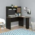 Mainstays LShaped Desk with Hutch, Espresso/Rustic Oak