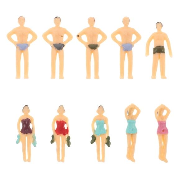 OUNONA Set of 10 Miniature Beach People Figurines, Detailed Plastic Models for Collectors and Decor