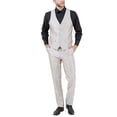 thumbnail image 3 of Julinie 3-Piece Solid Sharkskin Suit Set with Jacket, Vest, and Dress Pants, Slim Fit, 3 of 5