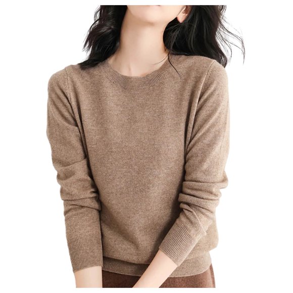 WUANDIXFA Sweaters for Women Casual Print Knitted Pullover Sweaters Long Sleeve Crew Neck Cute Hearts Knitted Casual Sweater Tops Khaki,XL