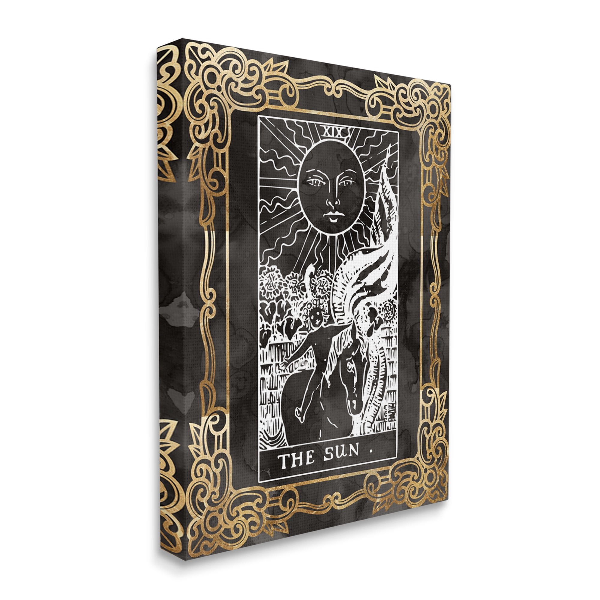 Stupell Industries Patterned Sun Tarot Landscape Painting Gallery Wrapped Canvas Art Print Wall Art, 36 x 48