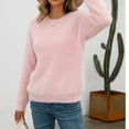 thumbnail image 4 of Fgnfyis Women Pullover Solid Color Long Sleeve Large Round Neck Sweater for Casual Wear Pink L, 4 of 9