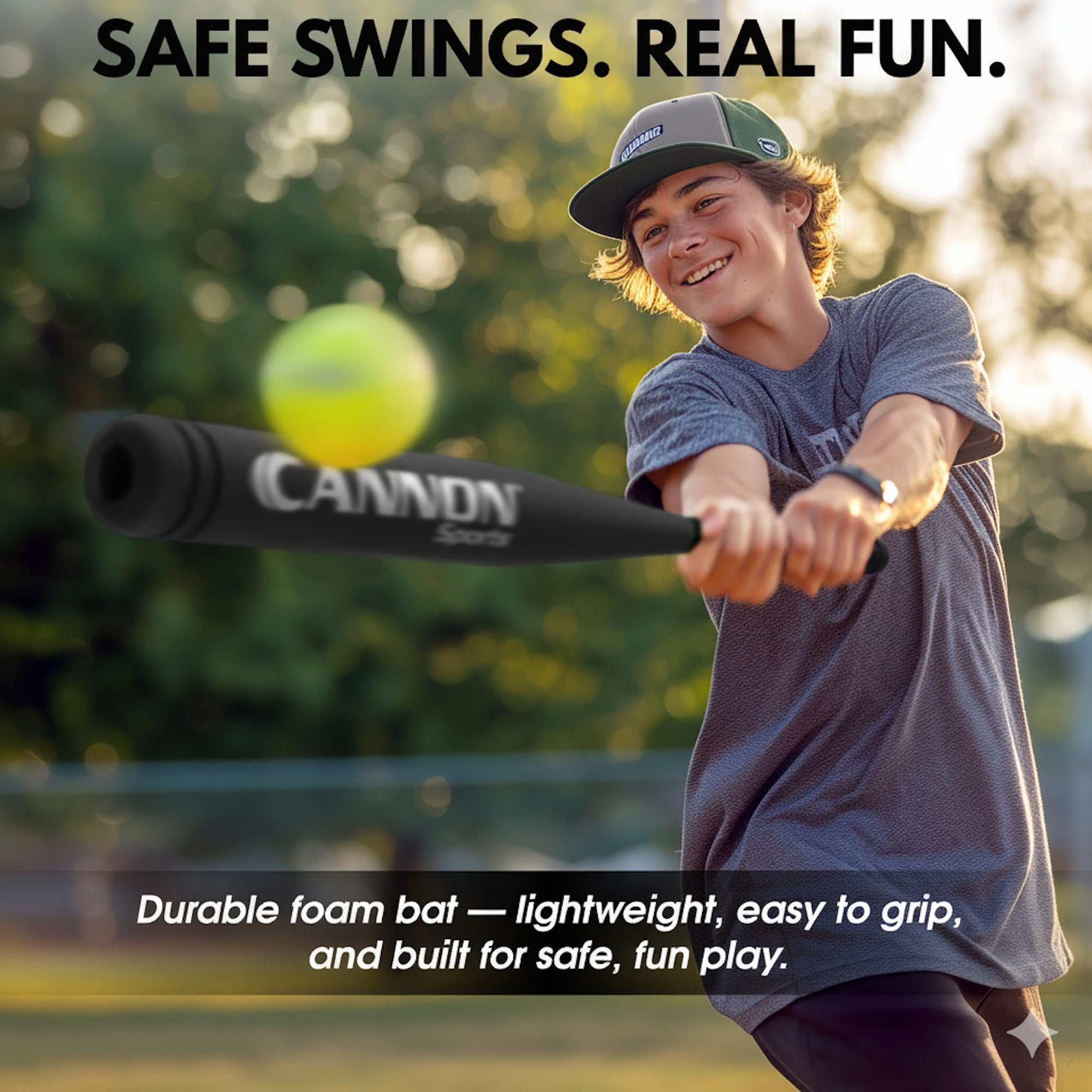 Cannon Sports Foam Baseball Softball Bat - 29-Inch Padded Training Bat with Strong Poly-Core – Soft Foam Practice Bat (Blue, Red, Black, 3 Bats)