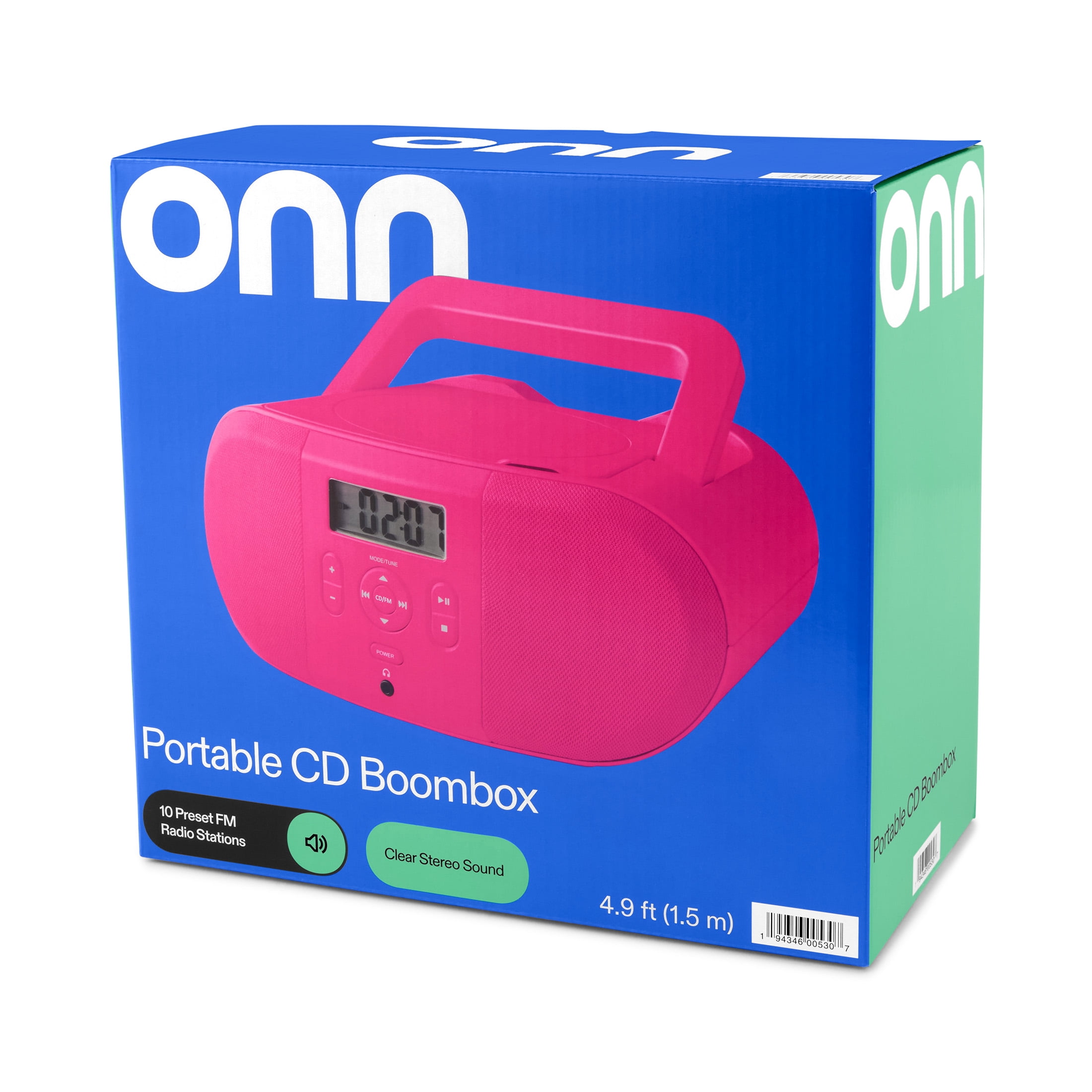 onn. Portable CD Boombox with Digital FM Radio, Pink - Walmart