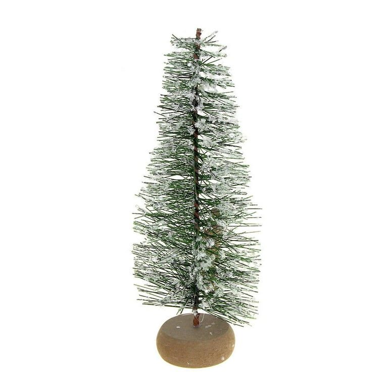 Mini Green Frosted Pine Village Christmas Tree Decoration, 9-Inch