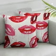 thumbnail image 3 of Creowell Set of 2 Lipstick Throw Pillow Cover Hot Lips Kiss Valentine Soft Pillow Cover Solid Square Cushion Case Match for Home Decor Red Pink White, 3 of 7