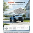 thumbnail image 3 of 10x20 ft Heavy-Duty Portable Carport Canopy Replacement Cover, Waterproof & UV-Resistant Grey Shelter Tarp with Ball Bungees, Frame Not Included, 3 of 11