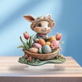 thumbnail image 6 of Easter Tabletop Decor, 2D Bunny and Egg Figurine Set, Spring Centerpiece for Dining Table, Living Room Mantle, Holiday Party Decoration, 6 of 8