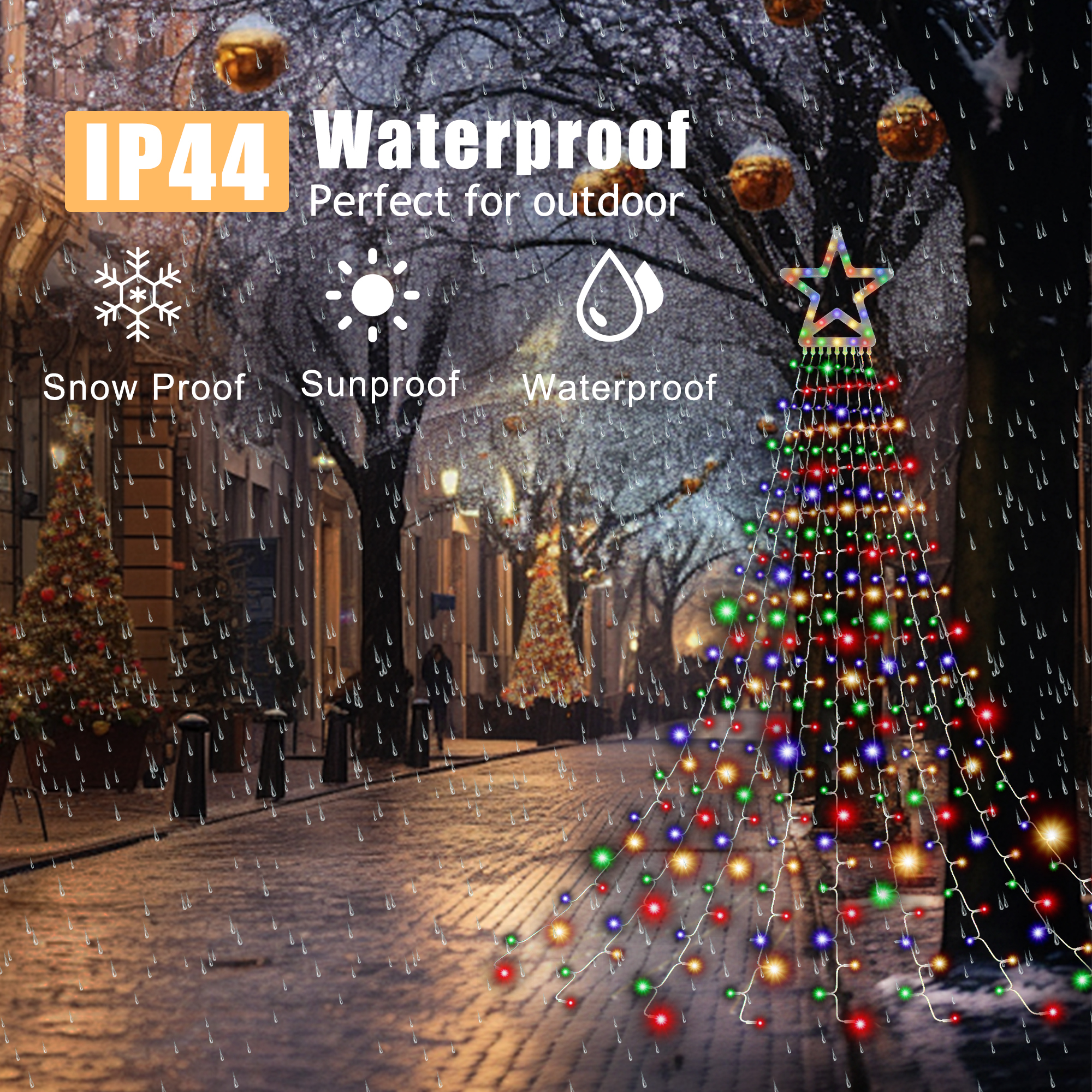 Daybetter Christmas Waterfall Star Lights, 317 LED Multicolor Outdoor photo 5