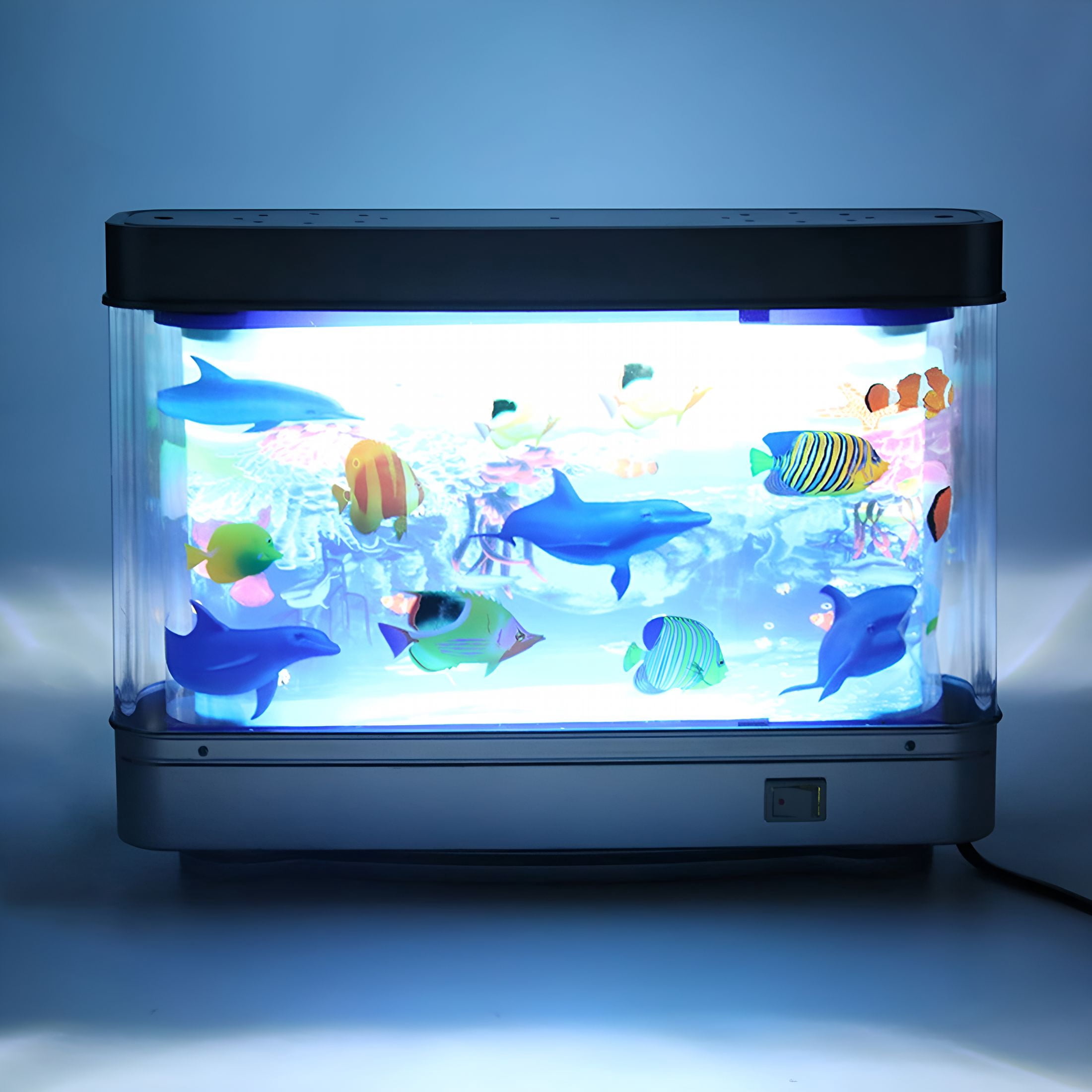 HIBIBUD Fake Fish Tank Mini Aquarium, Artificial Tropical Fish Decorative Lamp, Fish Lamp Aquarium Aquarium Lights Motion Lamp Night Light with Moving Fish (Us Plug)