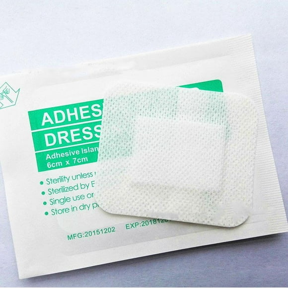 Pansements Adhésifs Non Tissés pour Plaies, Lot de 10, 6 X 7 cm, Pansements Médicaux Stériles pour Coupes, Brûlures, Soins Postchirurgicaux, Respirants et Hypoallergéniques