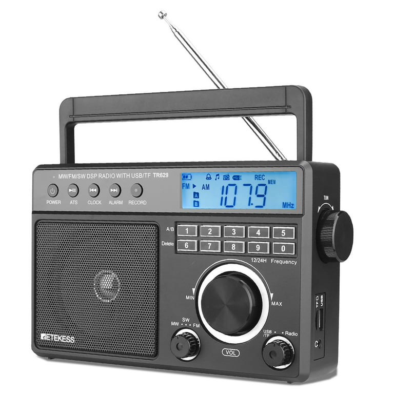 vigtigste Ond billet Retekess TR629 Portable Shortwave Radios, Digital Radio AM FM Plug in with  DSP, Support Backlight LCD Display, Digital Tuning and Preset, USB, Micro  SD, Clock, Recorder - Walmart.com
