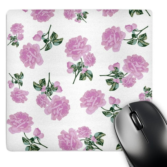 3dRose, Shabby Chic Light Pink Roses Vintage Floral Pattern on White, MousePad