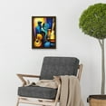 thumbnail image 2 of Abstract Oil Painting Jazz Blues Musician With Instruments Artwork Framed Wall Art Print A4, 2 of 4