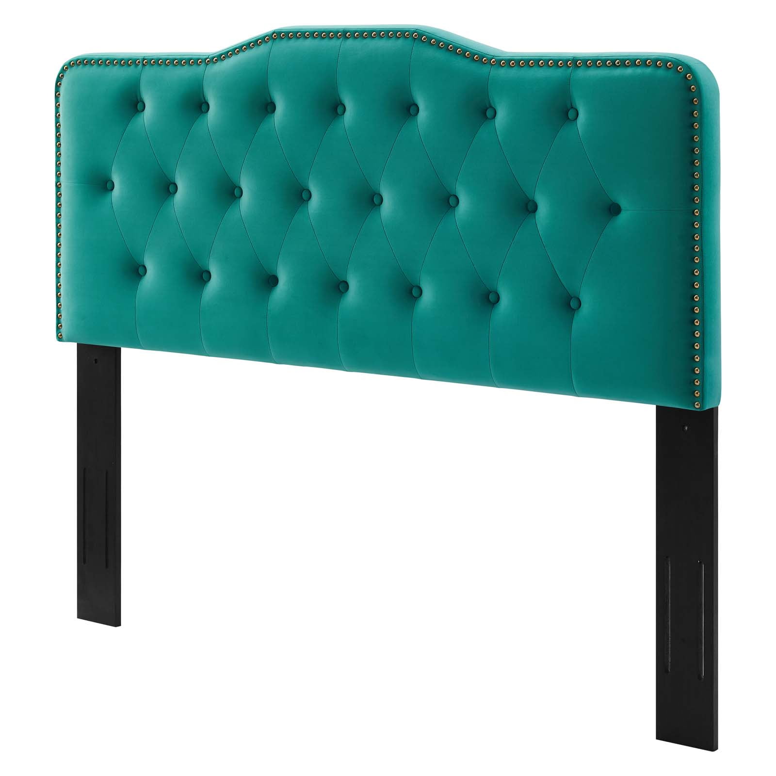 Tufted Headboard, Full Queen Size, Velvet, Teal Blue, Modern