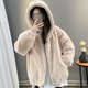 thumbnail image 5 of Abrigo informal con capucha de manga larga y chaquetas para mujer, largo medio, holgado, cálido, grueso, con cremallera, con capucha, de polar para invierno, abrigo/chaqueta informal con capucha de ma, 5 of 5
