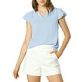 thumbnail image 1 of INSPIRE CHIC Women's Solid V Neck Cap Short Sleeves Work Blouse, 1 of 6