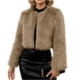 thumbnail image 2 of Ladies Cropped Faux Fur Coat - A Stylish Winter Essential Faux Fur Cardigan Short Jacket Women's Plush Jacket, 2 of 5