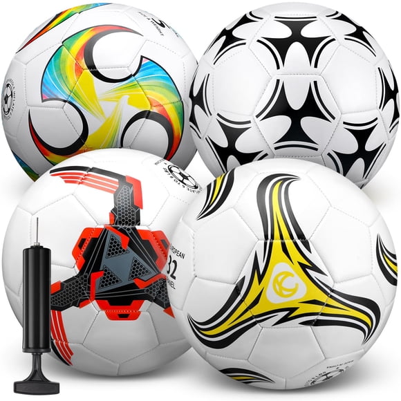 Paquete de 4 balones de fútbol Tradder, tamaño 5, con bomba, 22 cm