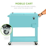 Best Choice Products 80qt Steel Rolling Cooler Cart w/ Bottle Opener, Catch Tray, Drain Plug, Locking Wheels - Turquoise