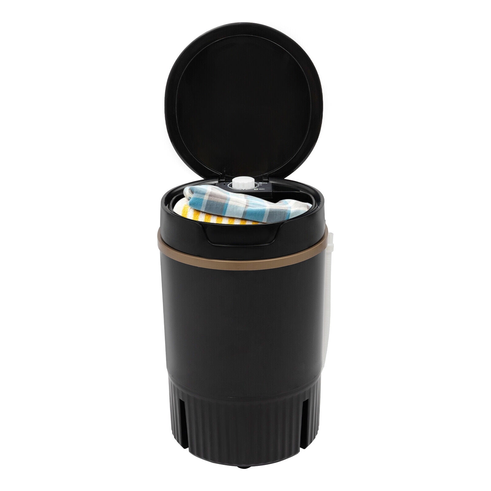 Modern Cylindrical Portable Mini Washing Machine Washer with Drainage Basket Multi-Functional Black