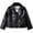 Black, variant on Cropped Faux Leather Jacket Boys Girls Motorcycle Bomber Jackets Trendy Asymmetric Zip-Up Biker Coats Outwear Black