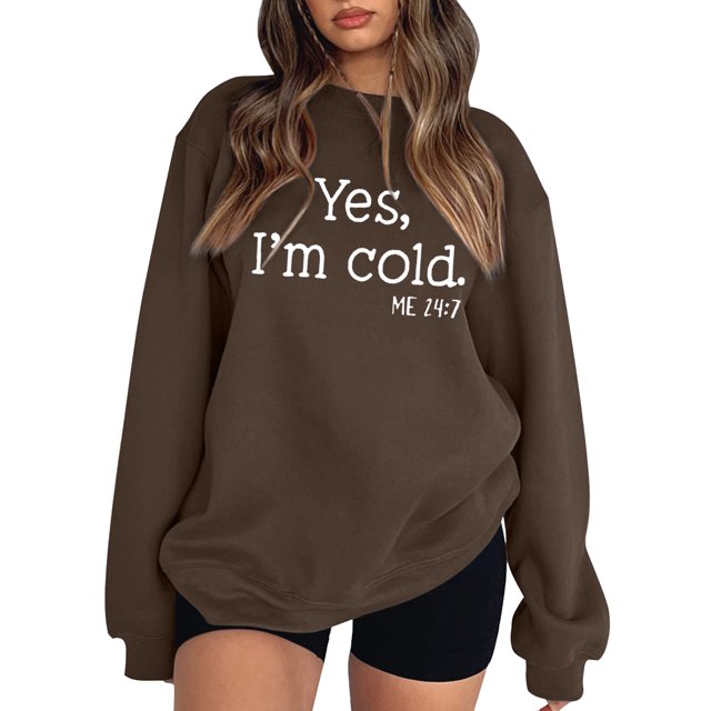 Gibobby Sudadera de mujer Sudadera de Forro Polar Suave con Cuello Redondo Sudadera para Mujer(Marrón,M)