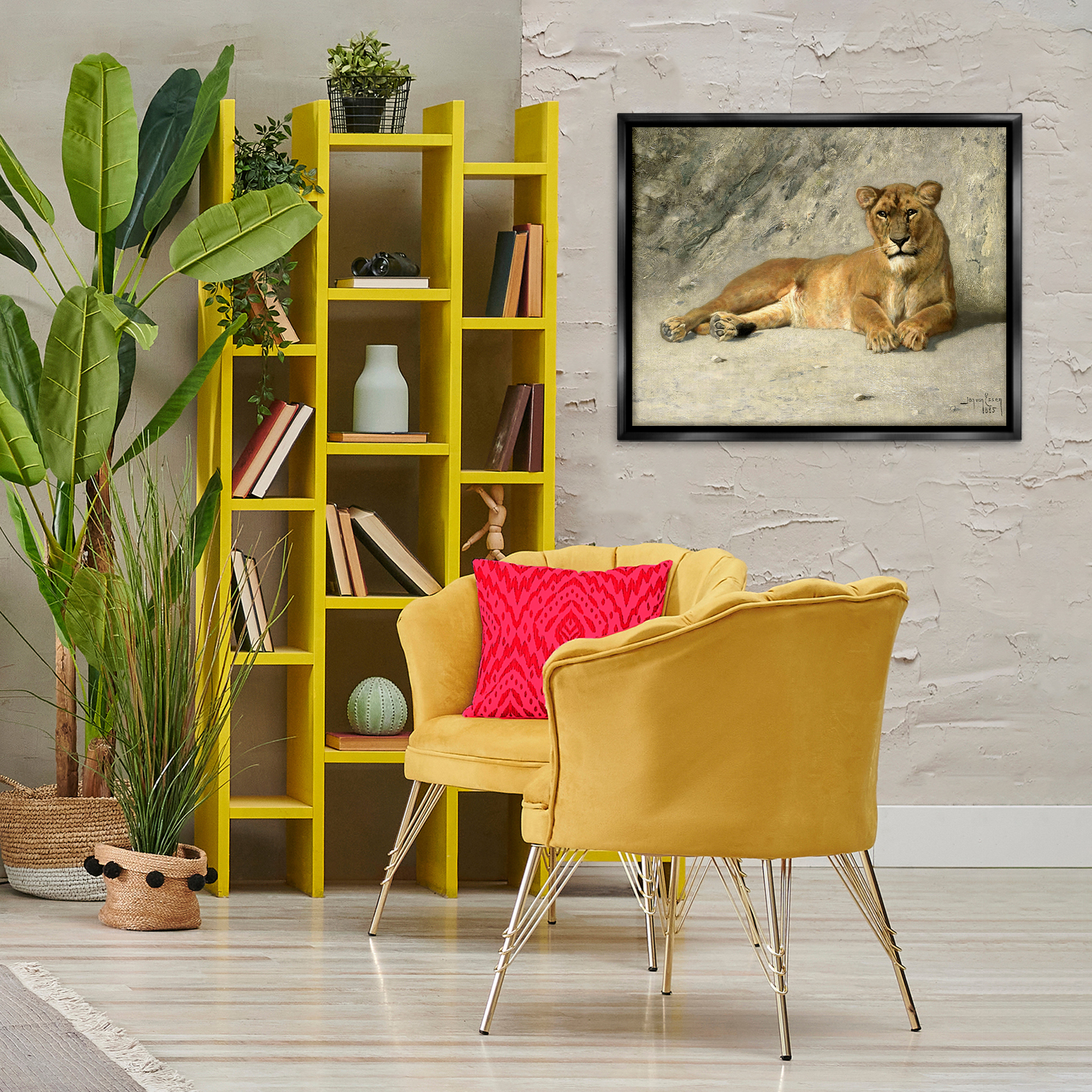 Stupell Industries Protective Wild Lion Animals Photography Black Floater Framed Canvas Art Print Wall Art, 31 x 25