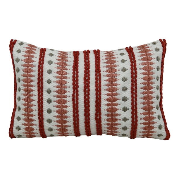 Outdoor Toss Pillow Red Woven, Red Outdoor Pillows