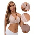 thumbnail image 3 of Unique Bargains Women's Lace Sheer Front Closure Wirefree Bras XXL Beige, 3 of 6