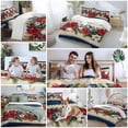 thumbnail image 5 of Poinsettia Fir Leaf Berry Comforter Set Full Size, Christmas Balls Blue Beige Soft Bedding Set for Man Woman, 4 Pieces Duvet Cover Set with Fitted Sheet, 2 Pillowcases, 5 of 9