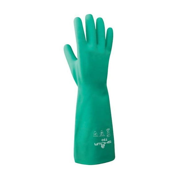 Showa 7803034 Unisex Indoor & Outdoor Nitrile Chemical Gloves, Green - Small - Set of 2