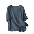 thumbnail image 2 of Mqqzkk Women's Cotton Linen Summer Top Dressy Casual Short Sleeve V Neck Lightweight Flowy Blouses Shirts, 2 of 8