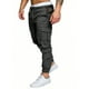 thumbnail image 1 of Pantalones largos para hombre, informales, de color liso, con bolsillos, cintura elástica, cordón ajustable y tobillos, deportivos, de poliéster., 1 of 5