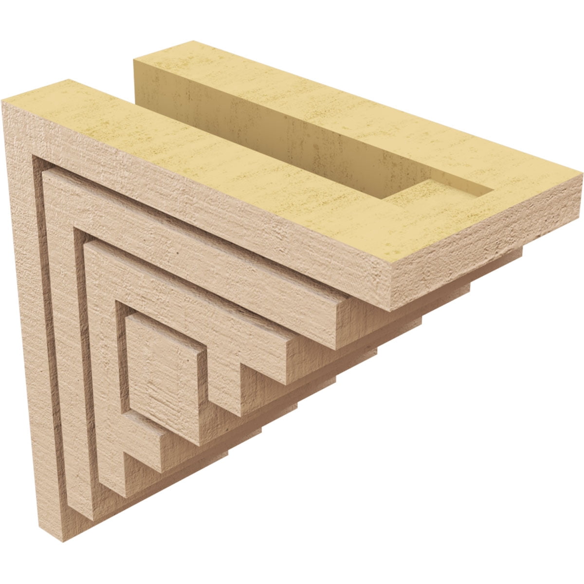 3"W x 6"D x 6"H Classic Landon Rough Cedar Woodgrain TimberThane Corbel, Primed Tan