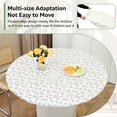 thumbnail image 4 of Tcwhniev Indoor Outdoor Round Fitted Vinyl Tablecloth, Flannel Backing, Elastic Edge, Waterproof Wipeable PVC Table Cover, Small Leaf Pattern, for Table of 43-55’’ Diameter, 4 of 9