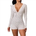 thumbnail image 2 of Pijama de una Pieza para Mujer, Larga, Cuello en V, Mono, Ropa de Dormir M, 2 of 10