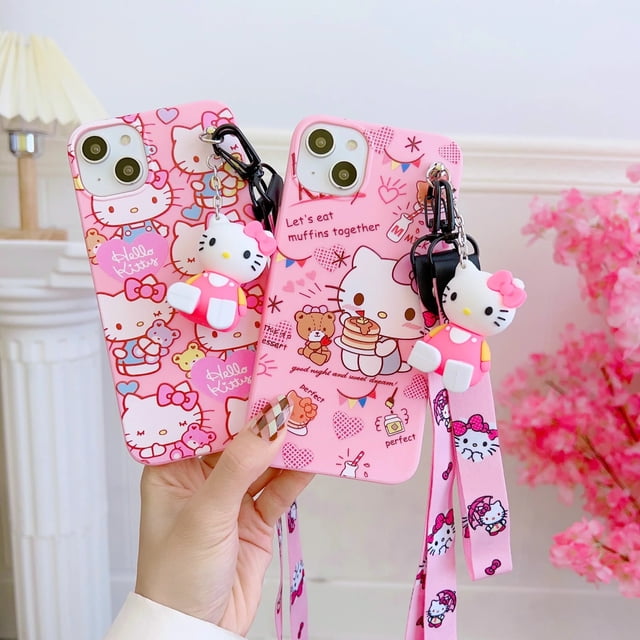 2024 For Huawei P20 P30 P40 lite Pro Y9 Y9 Prime Y9s Mate 10 20 lite Hello Kitty Phone Case With Holder Rope Liuxinyi