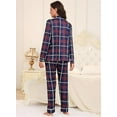 thumbnail image 5 of Aiyino Women's Soft Plaid Pajamas Long-Sleeve Button Front Shirt and Pant Pajama Set with Pockets, 5 of 6