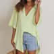 thumbnail image 1 of Blusas de manga corta para damas Blusas simples de salón Blusas con estilo Camisas / tops de verano Hugtrwg Para estrenar, 1 of 6