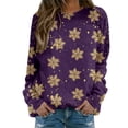 thumbnail image 1 of Bmisegm T-Shirt à Manches Longues pour Femmes, Imprimé, Décontracté, Violet m, 1 of 5