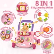 JoyStone Baby Walker with Music Piano and Activity Toys, Educational Push Walker for Infants 6-12 Months (Pink)