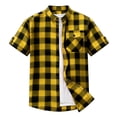 thumbnail image 4 of Chiccall Flannel Shirts for Men Short Sleeve Plaid Button Down Stand Collar Shirt with Breasted Pocket, 4 of 7