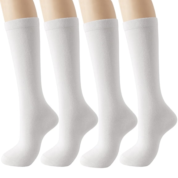 Yawlsow 4 Pairs Women's Knee High Socks, Soft Seam Cotton Long Dress Socks, US Size 6-9, 9-11