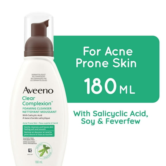 Aveeno Clear Complexion Nettoyant Moussant, Peau Sujette à l'Acné, Cicatrice, Traitement contre l'Acné, Hypoallergénique