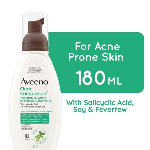 Aveeno Clear Complexion Foaming Cleanser, Acne Prone Skin, Scar, Acne Treatment, Hypoallergenic