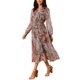 thumbnail image 4 of INSPIRE CHIC Vestidos Boho para Mujeres con Cuello en V, Manga Larga, Puño Fruncido, Corte A, Floral, en Capas, Fluidos, Midi de Otoño, XL Rojo, 4 of 6