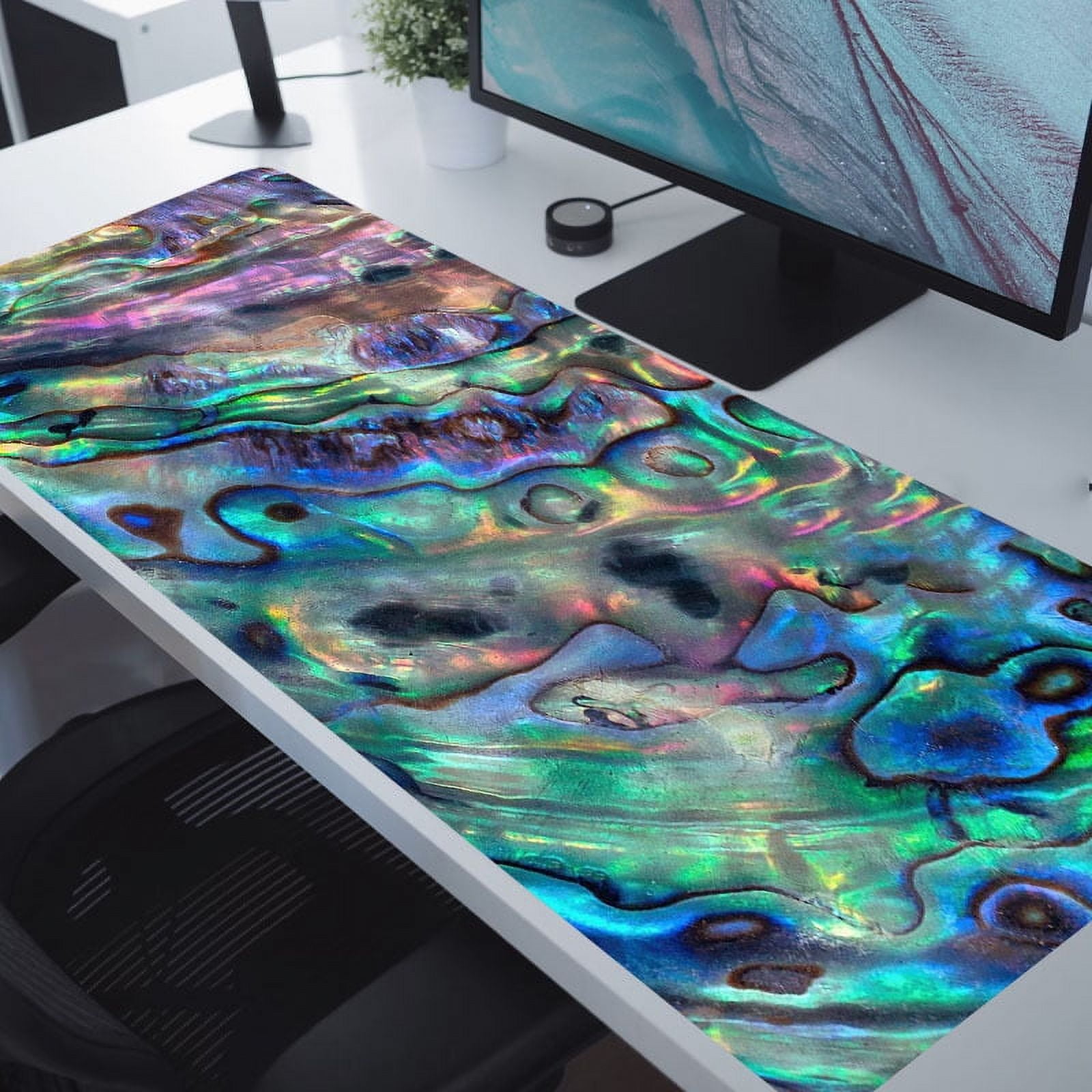 1pc Haliotis Shell Original Nature Series Mouse Pad, Large Gaming Keyboard Pad,Big Desk Pad With Thick Stitched Edges Suit For Home Office Or Gaming
