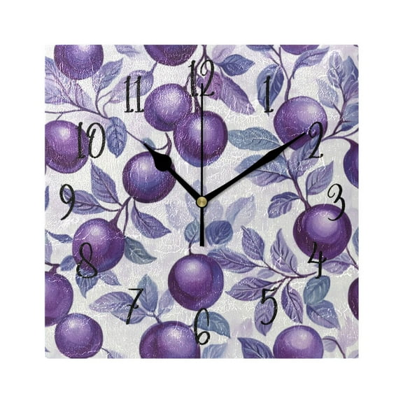 Square Clock Black Clock 7.78 *7.78 Inch Decorative Clock Creative Clock Dual-Purpose Clock Wall Clock Clock Decorate Your Space Large Purple Plum